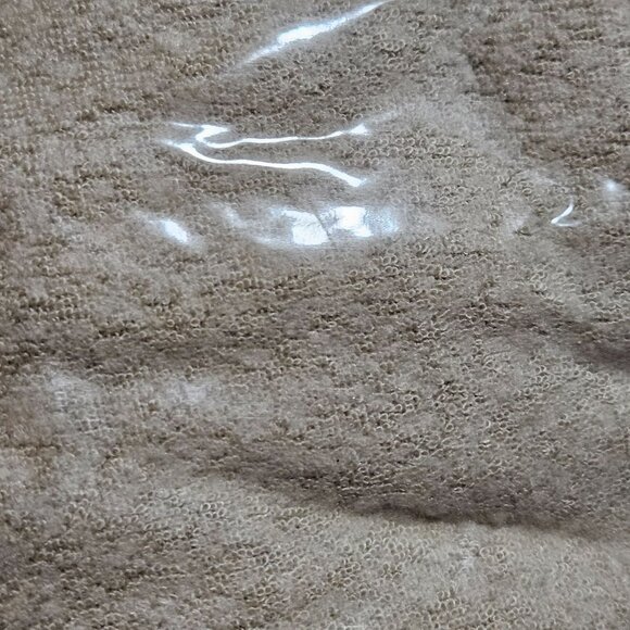 Beige Long-Sleeve V-Neck Ruched Women's Top US M Lyocell Modal Polyester - Picture 15 of 15